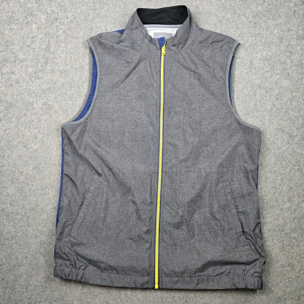 Robert Graham Vest Mens Large‎ Gray Blue Full Zip Golf Athletic Performance